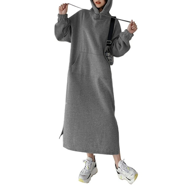ZANZEA Women Casual Hoody Hoodies Loose Solid Button Down Long Sleeve Midi Dress ZANZEA Women Casual Hoody Hoodies Loose Solid Button Down Long Sleeve Midi Dress